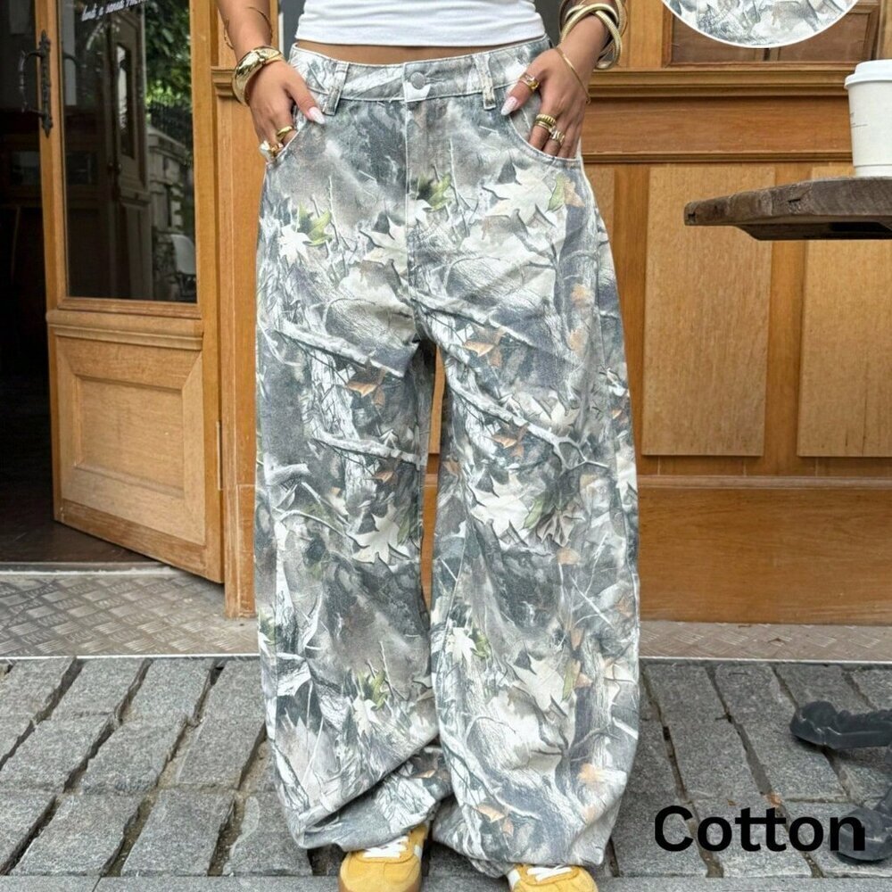 Multicolor Casual Women's Streetwear Camo Jeans